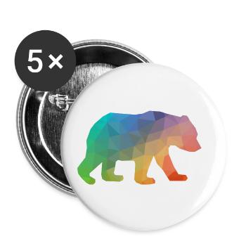 Colorful triangle design bear - Buttons small 1''/25 mm (5-pack) - white - Front