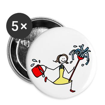 Femme de ménage - Lot de 5 petits badges (25 mm) - blanc - Devant