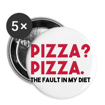 PIZZA? PIZZA. La faille dans mon régime - Lot de 5 petits badges (25 mm) - blanc - Devant