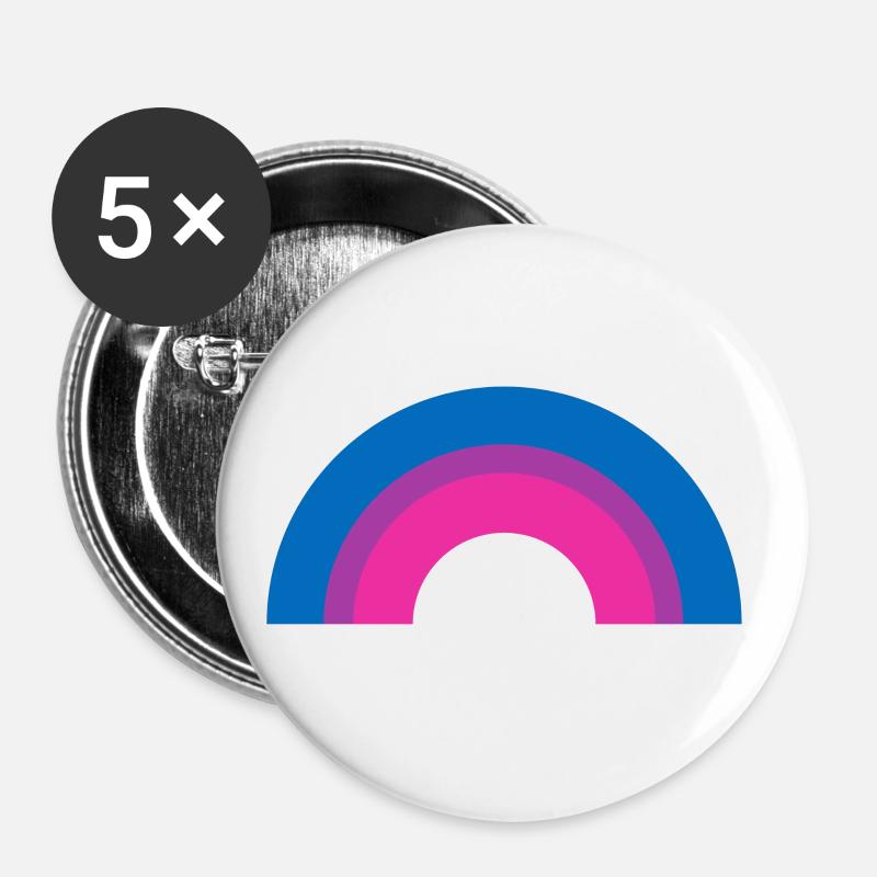 Bisexueller Stolz-Flaggen-Regenbogen - Buttons klein 25 mm (5er Pack) - Weiß