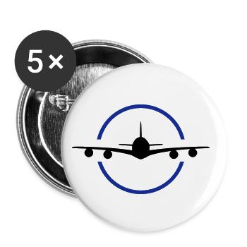 ★ Design colors can be changed ★ Airplane from the front, circle - Buttons small 1''/25 mm (5-pack) - white - Front