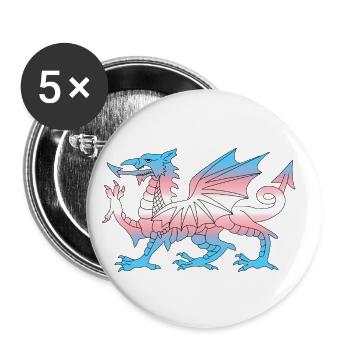 Wales Trans Flagge, Baner Trans Cymru, Transgender - Buttons klein 25 mm (5er Pack) - Weiß - Vorne