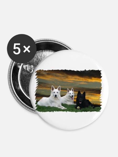 Black & White - Buttons klein 25 mm (5er Pack) - Weiß