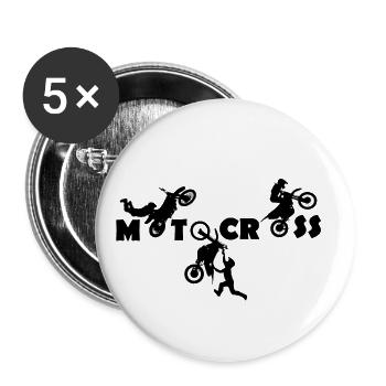 Motocross - Buttons klein 25 mm (5er Pack) - Weiß - Vorne