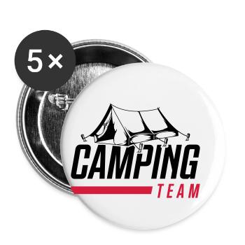 équipe de camping en tente - Lot de 5 petits badges (25 mm) - blanc - Devant