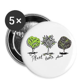 Plant trees - Buttons klein 25 mm (5er Pack) - Weiß - Vorne