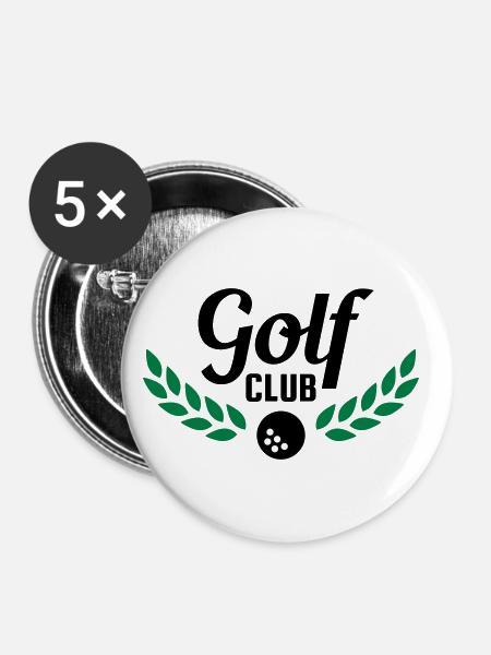 Golfclub (Lorbeerkranz, Golfball) - Buttons klein 25 mm (5er Pack) - Weiß