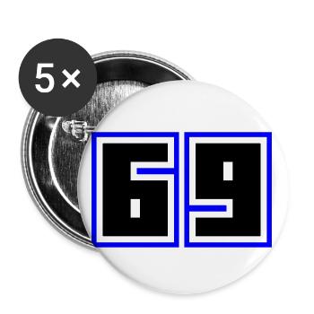 69 Zahl Symbol - Buttons klein 25 mm (5er Pack) - Weiß - Vorne