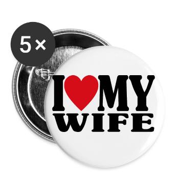 J’aime ma femme assortie au cadeau de la Saint-Valentin - Lot de 5 petits badges (25 mm) - blanc - Devant