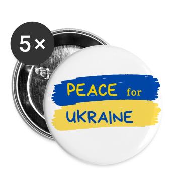 Friedenssymbol für die Ukraine. Meinung zeigen! - Buttons klein 25 mm (5er Pack) - Weiß - Vorne