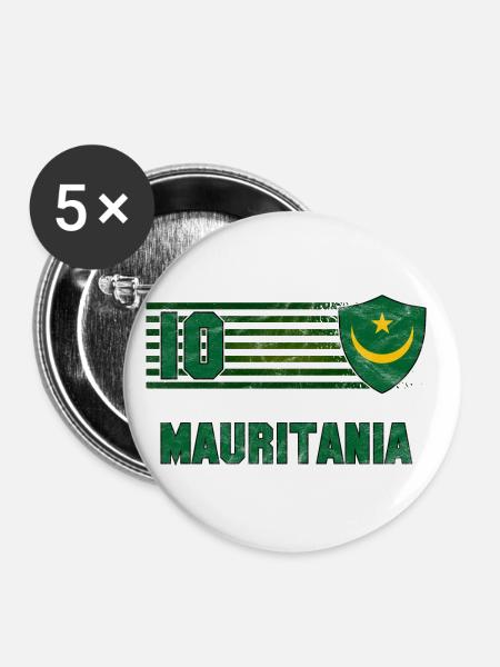 Mauretanien Fußball Mannschaft - Buttons klein 25 mm (5er Pack) - Weiß