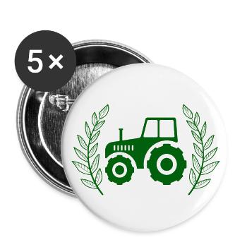 Tracteur - Lot de 5 petits badges (25 mm) - blanc - Devant