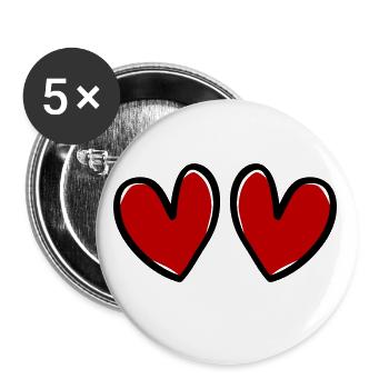 herzen Liebe Symbol - Buttons klein 25 mm (5er Pack) - Weiß - Vorne