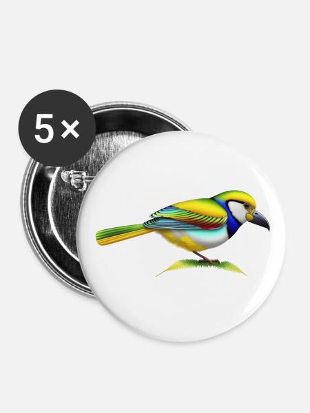Schöner Vogel - Buttons klein 25 mm (5er Pack) - Weiß