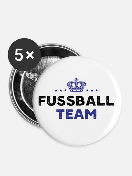 Fussball Team - Buttons klein 25 mm (5er Pack) - Weiß