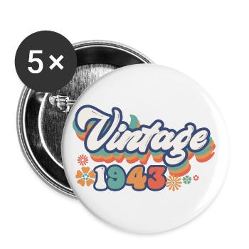 1943 Geburtstag 80 Jahre Jahrgang - Buttons klein 25 mm (5er Pack) - Weiß - Vorne