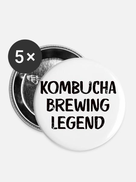 Kombucha Brewing Legend - Buttons klein 25 mm (5er Pack) - Weiß