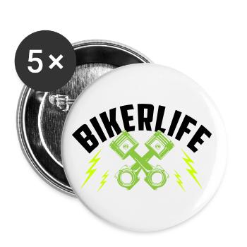 Bikerlife | Couleurs changeantes - Lot de 5 petits badges (25 mm) - blanc - Devant
