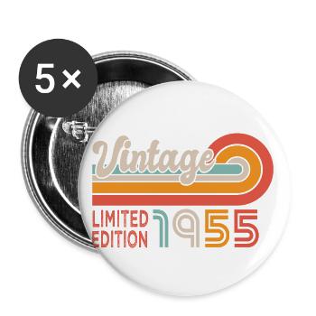 1955 anniversaire Né en 1955 - Lot de 5 petits badges (25 mm) - blanc - Devant