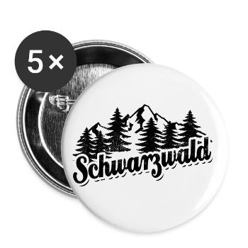 Schwarzwald - Wald und Berge Wandern Erholung - Buttons klein 25 mm (5er Pack) - Weiß - Vorne