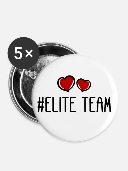 Elite Team Herz Liebe - Buttons klein 25 mm (5er Pack) - Weiß