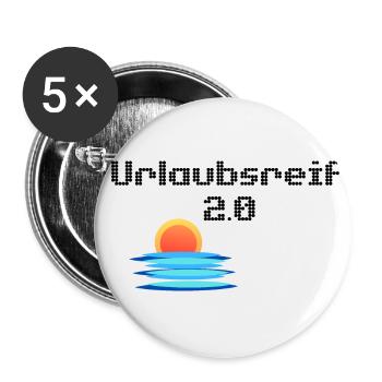 Urlaubsmotiv mit Sonne und Meer, Urlaubsreif 2.0 - Buttons klein 25 mm (5er Pack) - Weiß - Vorne