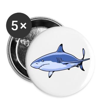 Requin - Lot de 5 petits badges (25 mm) - blanc - Devant