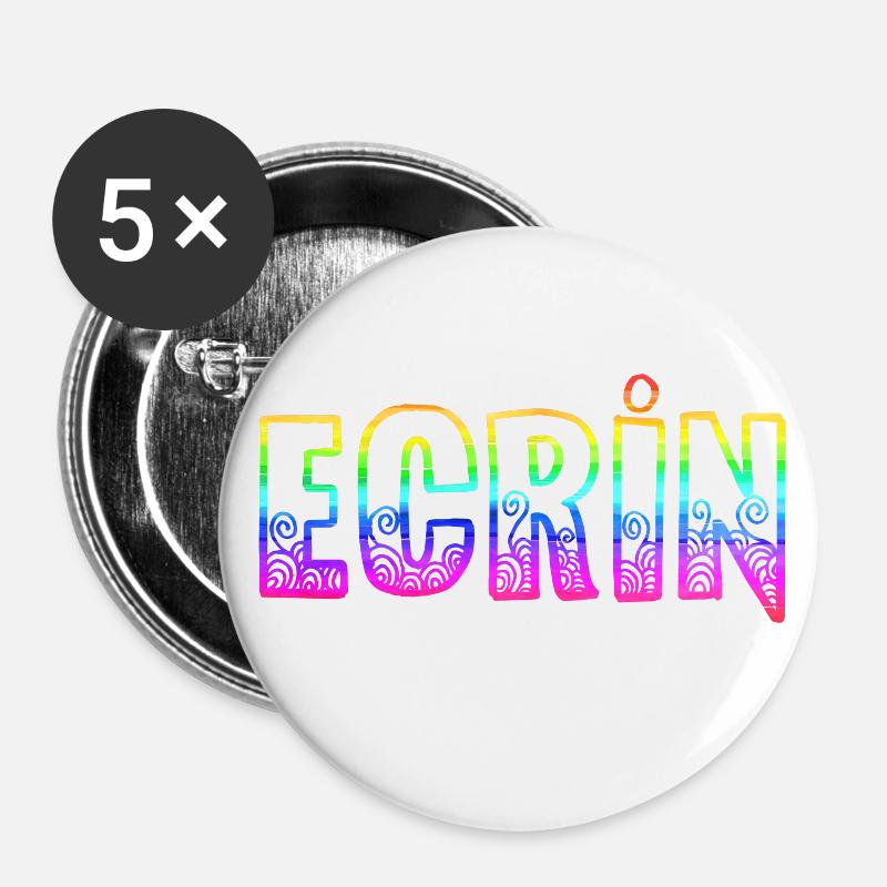 ECRIN RS Arc-en-ciel - Lot de 5 petits badges (25 mm) - blanc