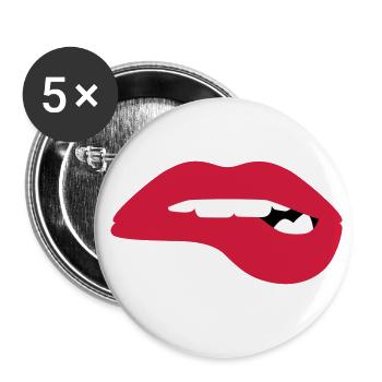 Des lèvres chaudes et pulpeuses veulent vous séduire - Lot de 5 petits badges (25 mm) - blanc - Devant