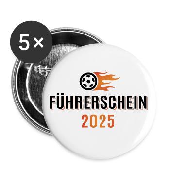 Führerschein bestanden 2025 - Fahrerlaubnis - Buttons klein 25 mm (5er Pack) - Weiß - Vorne