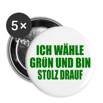 ich wähle grün und bin stolz darauf - Buttons klein 25 mm (5er Pack) - Weiß - Vorne