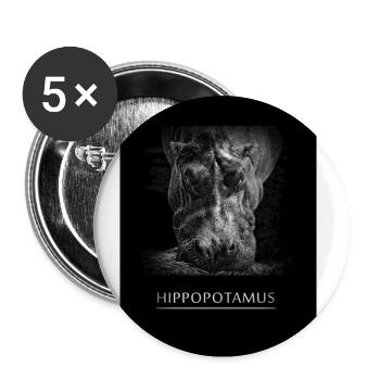 hippopotamus - Buttons small 1''/25 mm (5-pack) - white - Front
