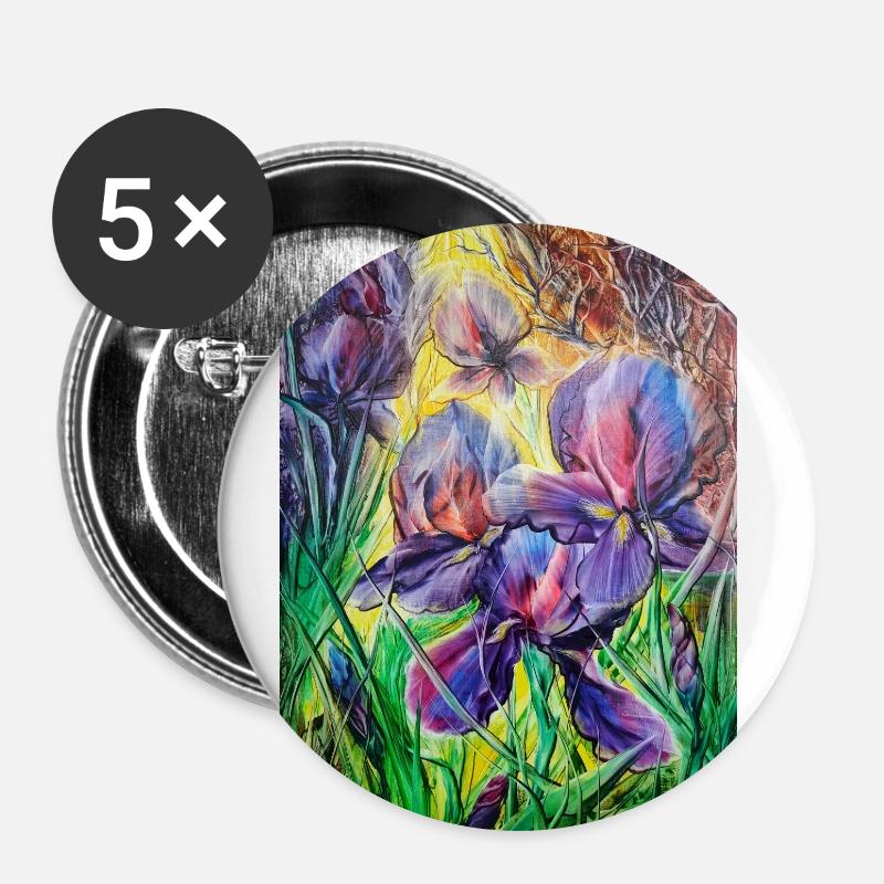 Irises - Encaustic - Buttons small 1''/25 mm (5-pack) - white
