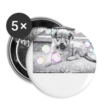 doux harzer fuchs chiot avec bulles de savon - Lot de 5 petits badges (25 mm) - blanc - Devant