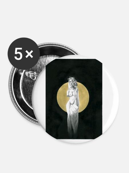 Dunkle Medusa - Buttons klein 25 mm (5er Pack) - Weiß