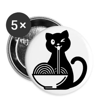 Ramen Katze Japanische Nudelsuppe - Buttons klein 25 mm (5er Pack) - Weiß - Vorne