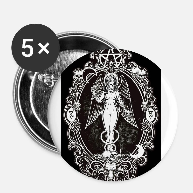 Baphomets Freundin - Buttons klein 25 mm (5er Pack) - Weiß