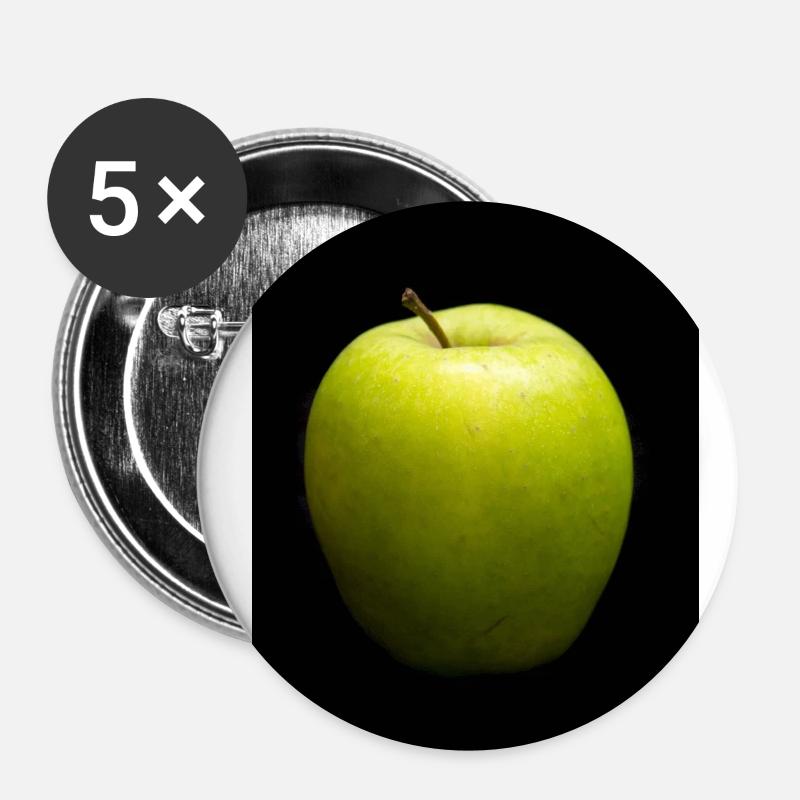 grüner Apfel - Buttons klein 25 mm (5er Pack) - Weiß