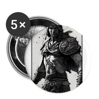 Warrior Sword Vintage Black White 1 - Buttons small 1''/25 mm (5-pack) - white - Front