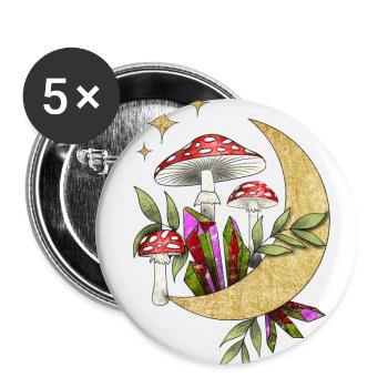 Champignons au clair de lune - Lot de 5 petits badges (25 mm) - blanc - Devant