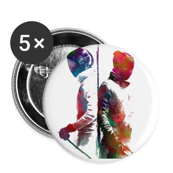fencing sport art #fencing #sport - Buttons small 1''/25 mm (5-pack) - white - Front