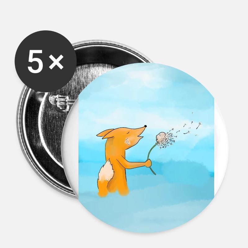 Fuchs und Blume - Buttons klein 25 mm (5er Pack) - Weiß
