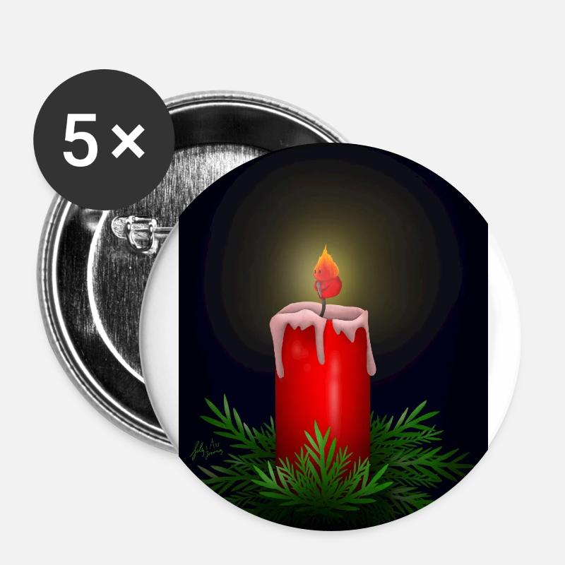 Red - Buttons small 1''/25 mm (5-pack) - white