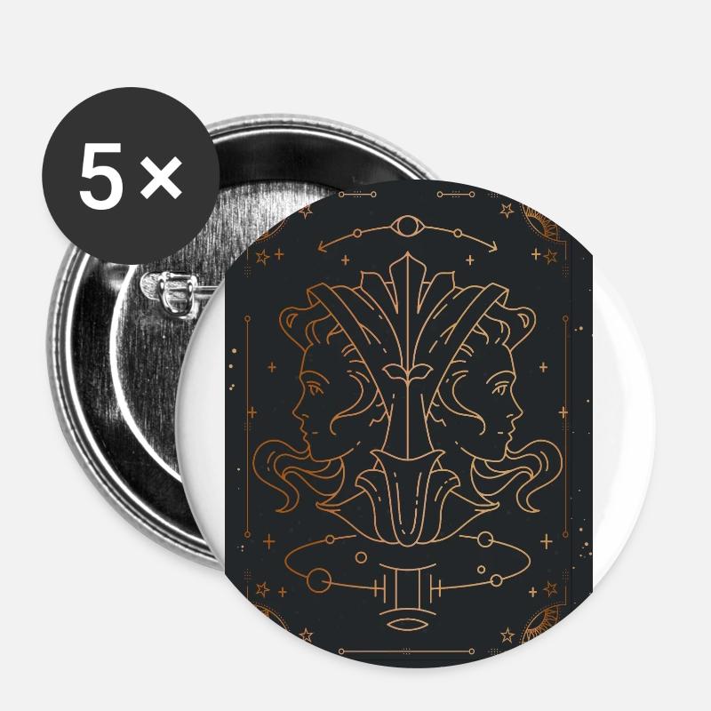 Gemini sign: Zodiac constellation - Buttons small 1''/25 mm (5-pack) - white