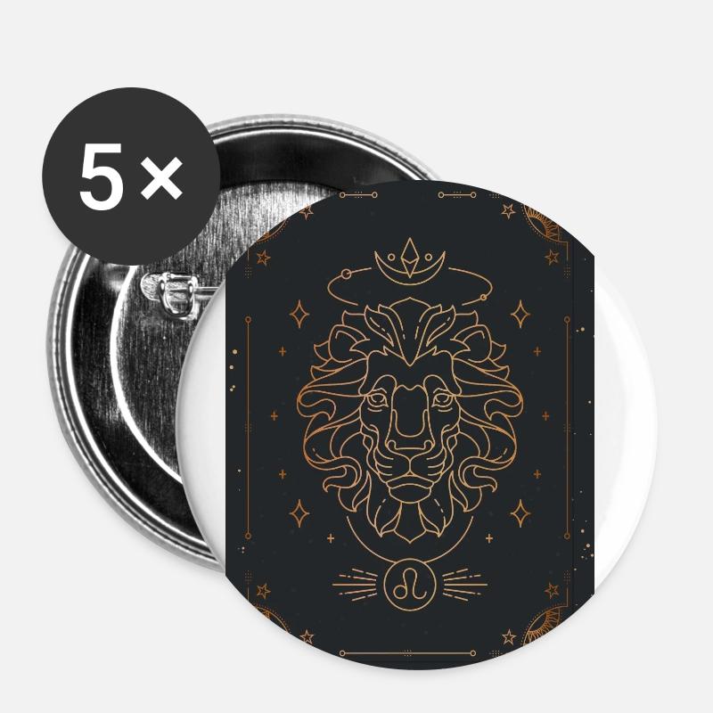 Löwe-Zeichen: Sternbild - Buttons klein 25 mm (5er Pack) - Weiß