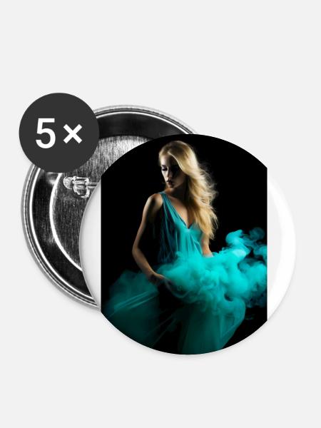 Cyan Schönheit 4 - Buttons klein 25 mm (5er Pack) - Weiß