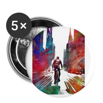 City bike sport art #bike - Buttons small 1''/25 mm (5-pack) - white - Front