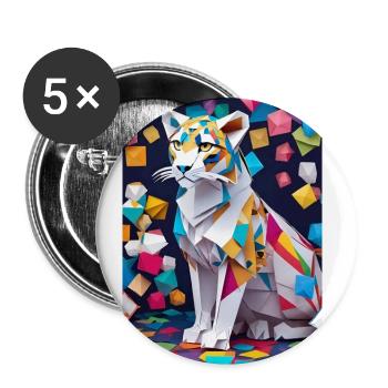 Arctic Elegance: A Snow Leopard's Grace - Buttons small 1''/25 mm (5-pack) - white - Front