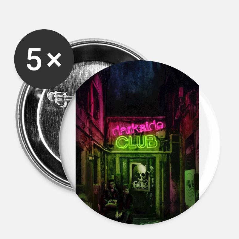 Darkside Club - Buttons klein 25 mm (5er Pack) - Weiß
