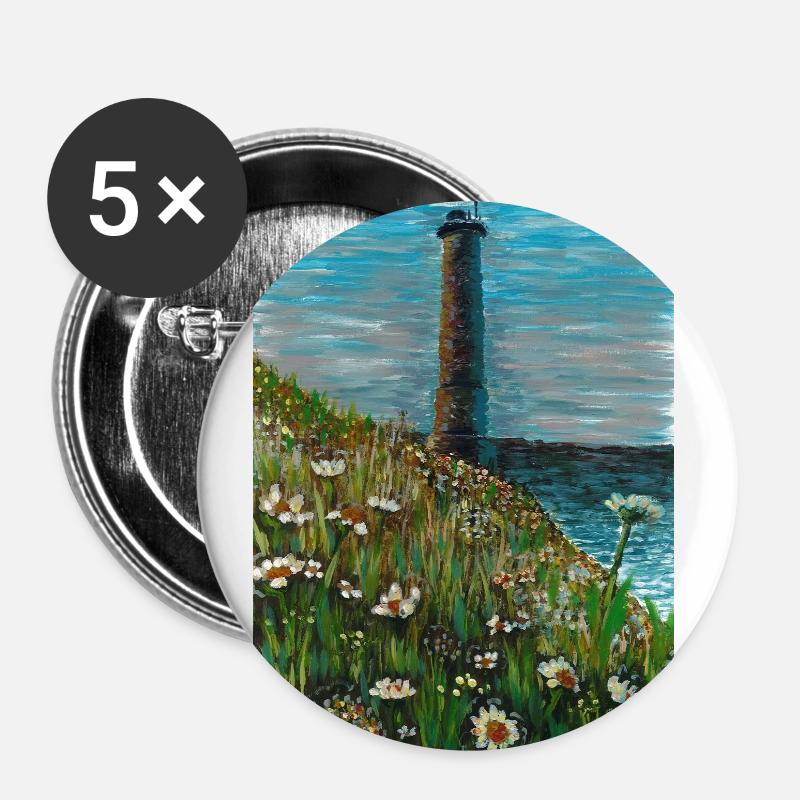 Leuchtturm am Meer - Buttons klein 25 mm (5er Pack) - Weiß